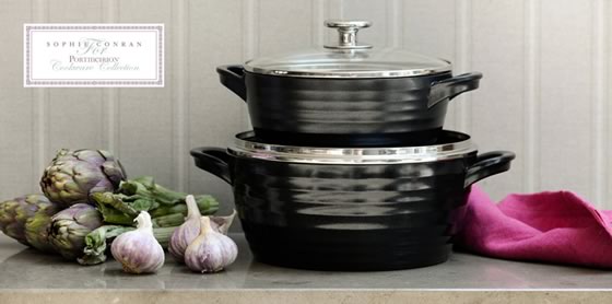 Portmeirion Sophie Conran Non-Stick Cast Aluminum Cookware Black Medium Casserole