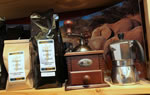 Coffee beans, grinds, grinders and accessories